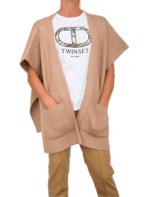 PONCHO TWIN-SET BEIGE in DONNA