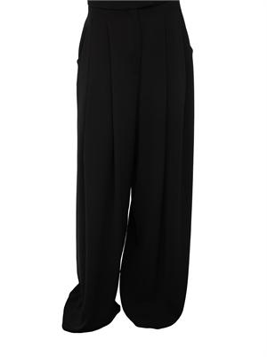 Pantaloni lunghi donna iBlues in crêpe fluido nero con linea wide leg in DONNA