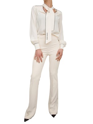 Pantaloni in crêpe avoroi con piping a contrasto Elisabetta Franchi in DONNA
