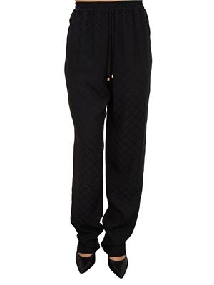 Joggers neri in satin con losanga jacquard Elisabetta Franchi in DONNA