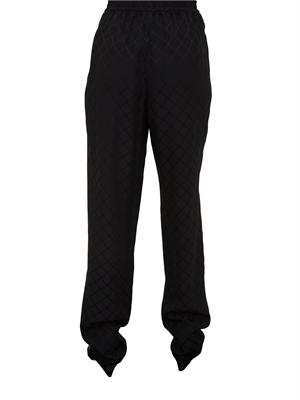 Joggers neri in satin con losanga jacquard Elisabetta Franchi in DONNA