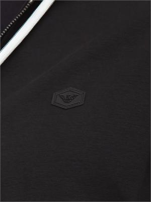 Felpa uomo Emporio Armani con cappuccio e zip in tessuto punto Roma nero in UOMO