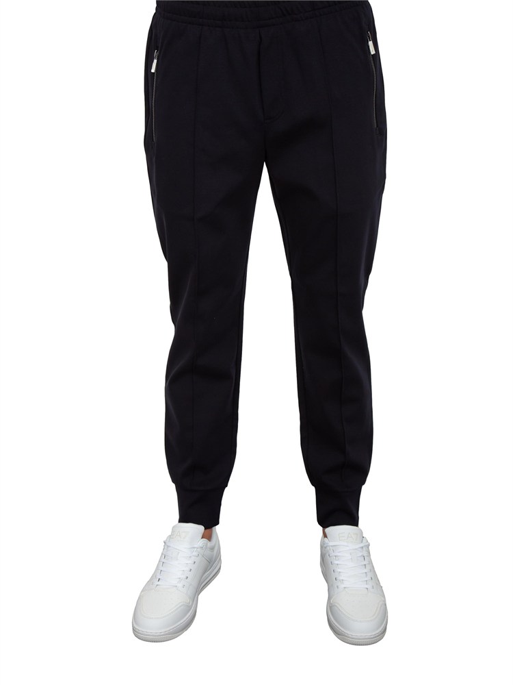 Pantaloni uomo Emporio Armani modello jogger in tessuto punto Roma blu
