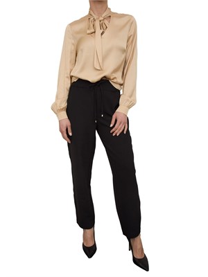 Pantaloni chino Nenette nero con coulisse in vita in DONNA