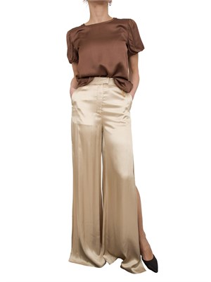 Pantaloni palazzo Fracomina in raso oro in DONNA