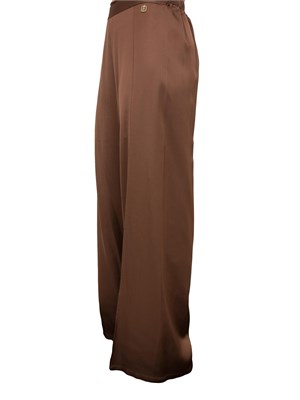 Pantaloni palazzo raso marrone Fracomina con elastico vita in DONNA