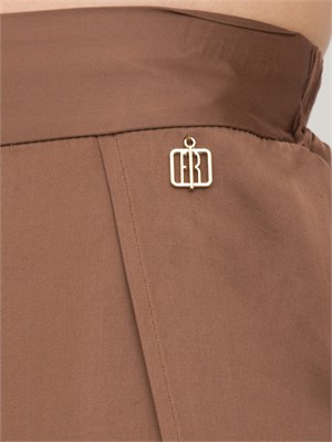 Pantaloni palazzo raso marrone Fracomina con elastico vita in DONNA
