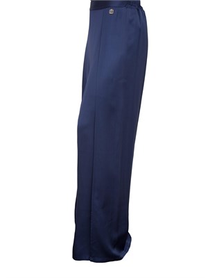 Pantaloni palazzo raso blu Fracomina con elastico vita in DONNA