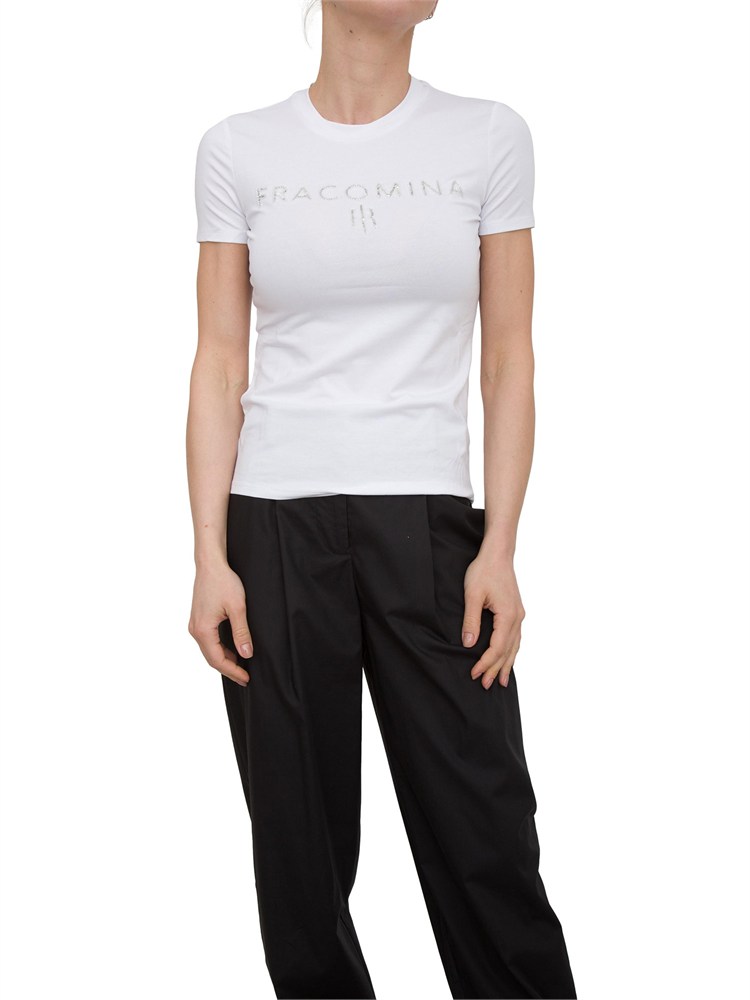 FRACOMINA T-shirt regular in jersey di cotone bianco