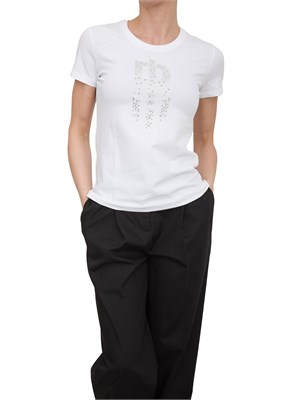 T-shirt girocollo Fracomina con strass bianco in DONNA
