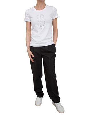 T-shirt girocollo Fracomina con strass bianco in DONNA