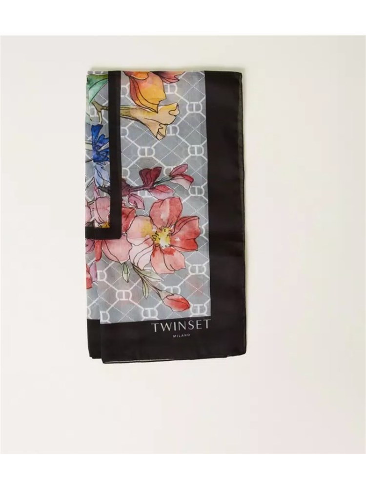 TWIN-SET Kefia nera Twinset multicolor fiori