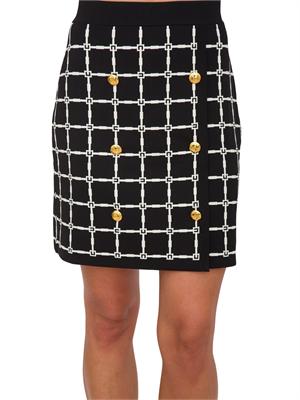 Minigonna nera Elisabetta Franchi in jacquard logo con bottoni dorati in DONNA