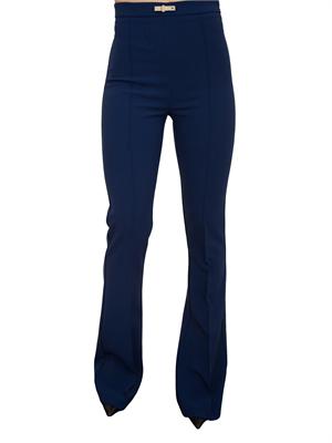 Pantaloni blu a zampa in doppio crêpe leggero Elisabetta Franchi in DONNA