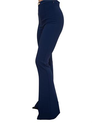Pantaloni blu a zampa in doppio crêpe leggero Elisabetta Franchi in DONNA