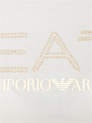 T-shirt donna maxi logo EA7 Emporio Armani in misto cotone e modal avorio in DONNA