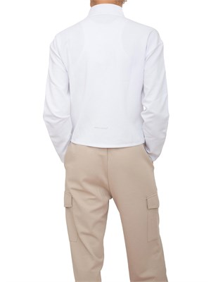 Felpa donna EA7 Emporio Armani in tessuto tecnico bianco con bande logo in DONNA