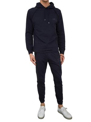 Felpa uomo blu con cappuccio C.P. Company in cotone logo stampato in UOMO