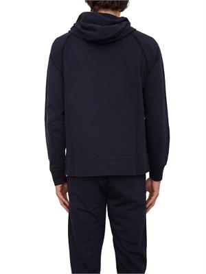 Felpa uomo blu con cappuccio C.P. Company in cotone logo stampato in UOMO