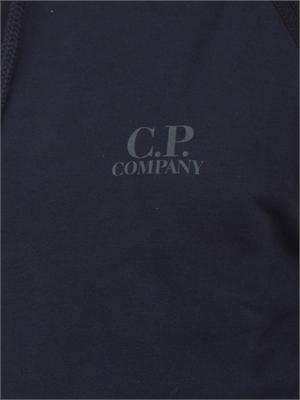 Felpa uomo blu con cappuccio C.P. Company in cotone logo stampato in UOMO