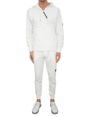 Pantaloni sportivi uomo C.P. Company in cotone bianco con tasca cargo con lente in UOMO