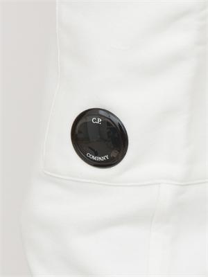Pantaloni sportivi uomo C.P. Company in cotone bianco con tasca cargo con lente in UOMO