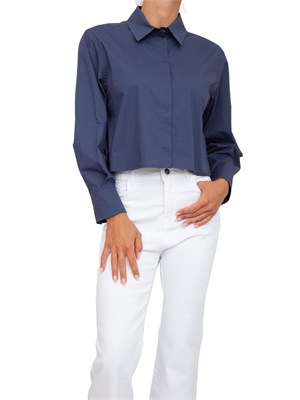 Camicia Marella in popeline stretch blu in DONNA