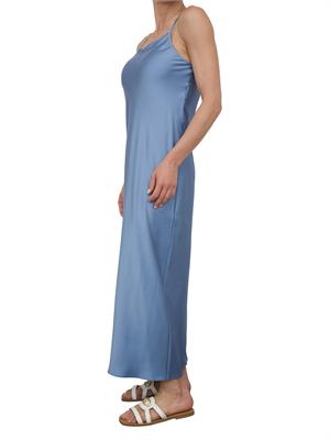 Abito lungo Marella in raso celeste con scollo dritto e spalline sottili in DONNA