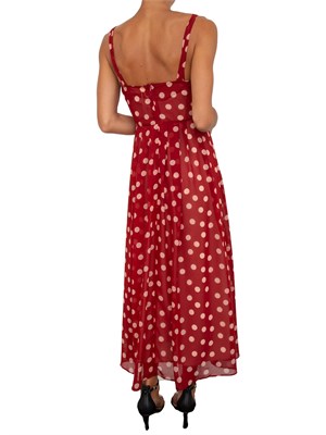 Abito lungo iBLUES in chifon rosso stampato a pois in DONNA