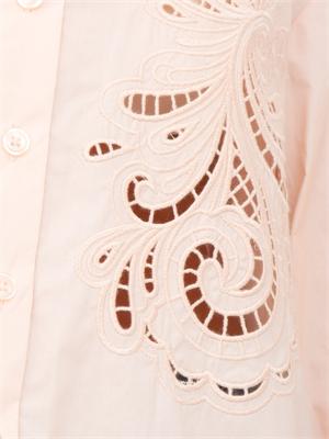 TWIN-SET Camicia Twinset modello oversize in popeline rosa con ricamo in DONNA