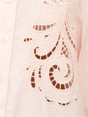 TWIN-SET Camicia Twinset modello oversize in popeline rosa con ricamo in DONNA