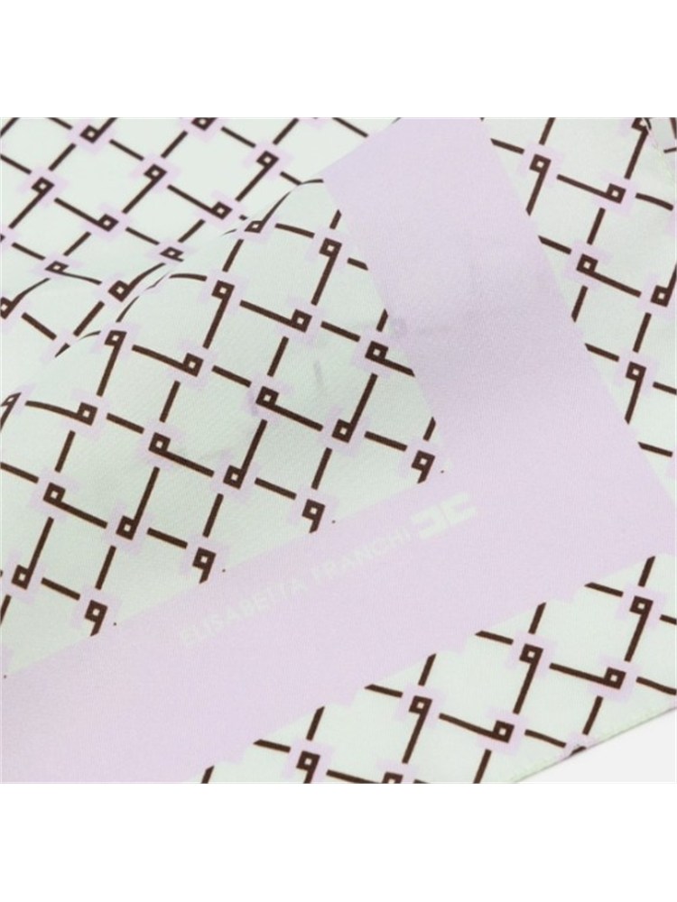 Foulard lilla in twill di seta stampa rombi Elisabetta Franchi