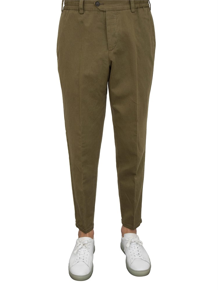 Pantaloni uomo PT Torino in gabardina di cotone verde con tasche alla francese