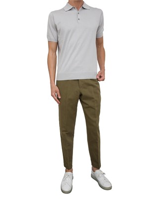 Pantaloni uomo PT Torino in gabardina di cotone verde con tasche alla francese in DONNA