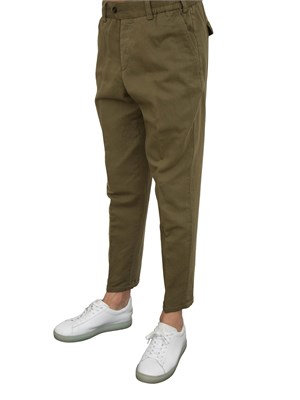 Pantaloni uomo PT Torino in gabardina di cotone verde con tasche alla francese in DONNA