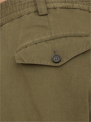 Pantaloni uomo PT Torino in gabardina di cotone verde con tasche alla francese in DONNA