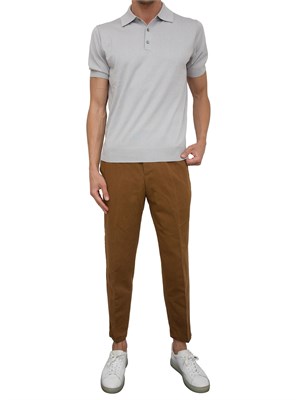 Pantaloni uomo PT Torino in gabardina di cotone marrone con tasche alla francese in DONNA