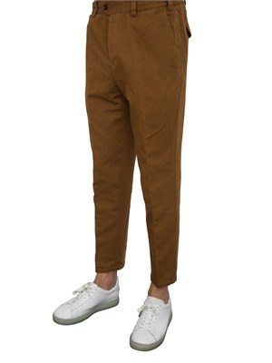 Pantaloni uomo PT Torino in gabardina di cotone marrone con tasche alla francese in DONNA