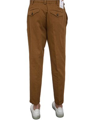 Pantaloni uomo PT Torino in gabardina di cotone marrone con tasche alla francese in DONNA