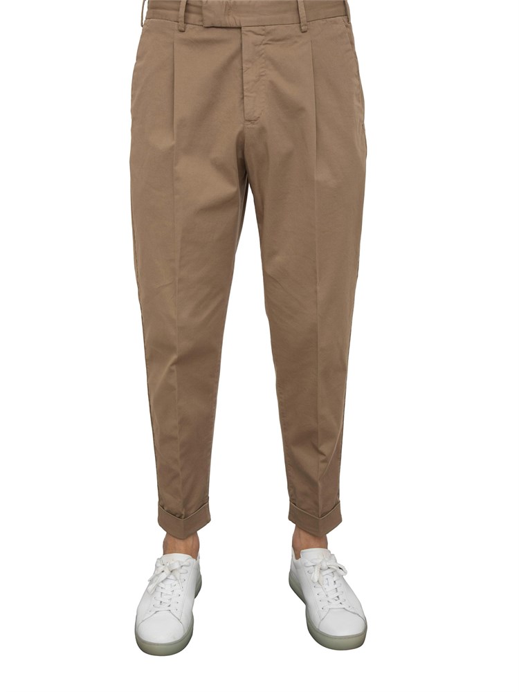 Pantaloni uomo PT Torino in gabardina di cotone beige linea carrot