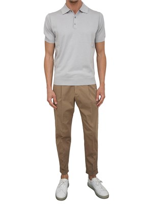 Pantaloni uomo PT Torino in gabardina di cotone beige linea carrot in UOMO