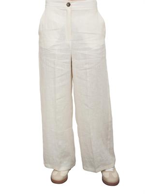 Pantalone ampio Emme Marella in lino bianco panna in DONNA