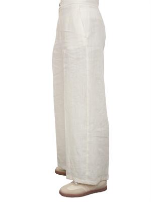 Pantalone ampio Emme Marella in lino bianco panna in DONNA