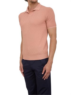 Polo uomo Aiace Galassi in leggero cotone rosa con lavorazione trama in UOMO