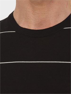 Maglia uomo a maniche corte Aiace Galassi in cotone nero con righe a contrasto in UOMO
