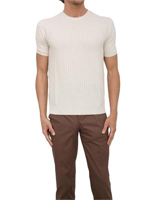 Maglia girocollo maniche corte uomo Aiace Galassi in cotone avorio con trama in UOMO