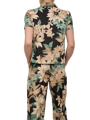 Camicia donna Emme Marella in fantasia nera tessuto popeline stretch in DONNA