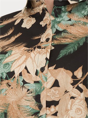 Camicia donna Emme Marella in fantasia nera tessuto popeline stretch in DONNA