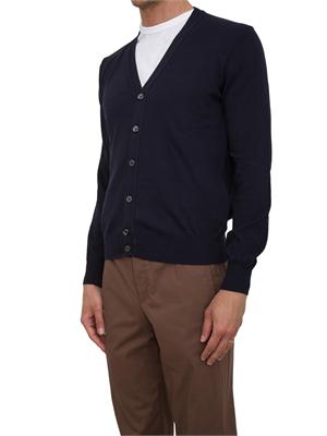 Cardigan uomo Aiace Galassi in maglia di cotone blu con bottoni tono su tono in UOMO