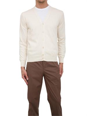 Cardigan uomo Aiace Galassi in maglia di cotone avorio con bottoni tono su tono in UOMO